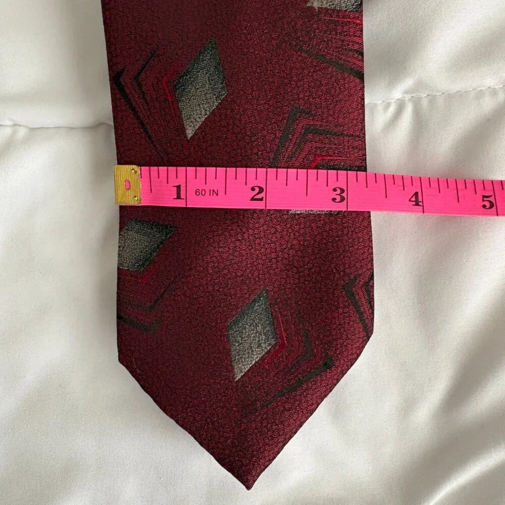 Vintage Yves Saint Laurent Burgundy/Red Geometric Abstract Design Quiet Luxury